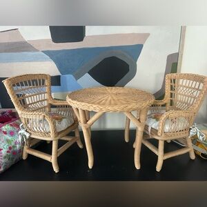 Pleasant company American girl Samantha Wicker table and chairs